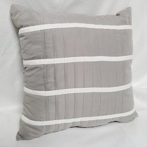 Gray & White Pleated and Striped Accent Pillow